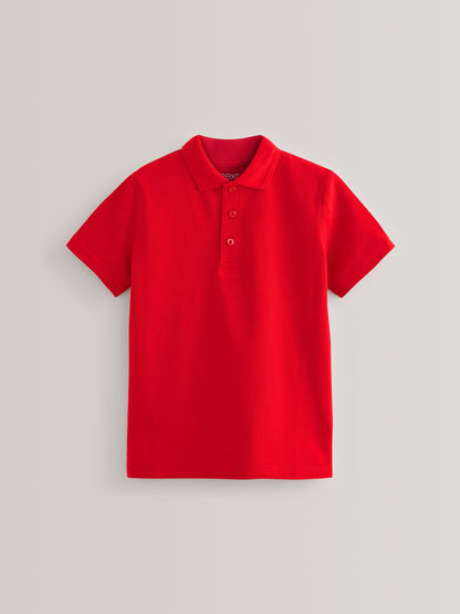 Dsiney Kidz - Red Regular Fit Cotton School Short Sleeve Polo Shirts 2 Pack (3-16yrs) image 2
