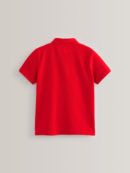 Dsiney Kidz - Red Regular Fit Cotton School Short Sleeve Polo Shirts 2 Pack (3-16yrs) image 3