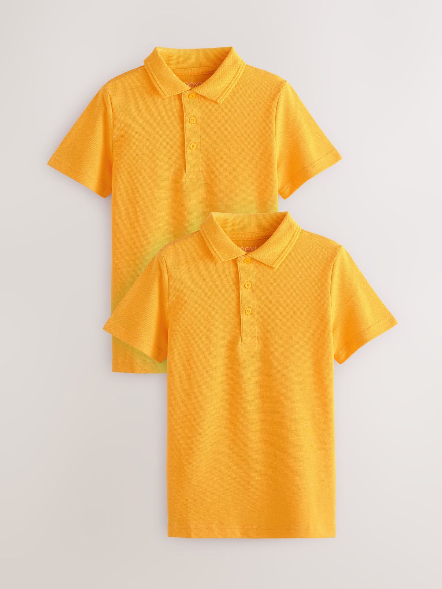 Dsiney Kidz - Yellow Regular Fit Cotton School Short Sleeve Polo Shirts 2 Pack (3-16yrs) image 1