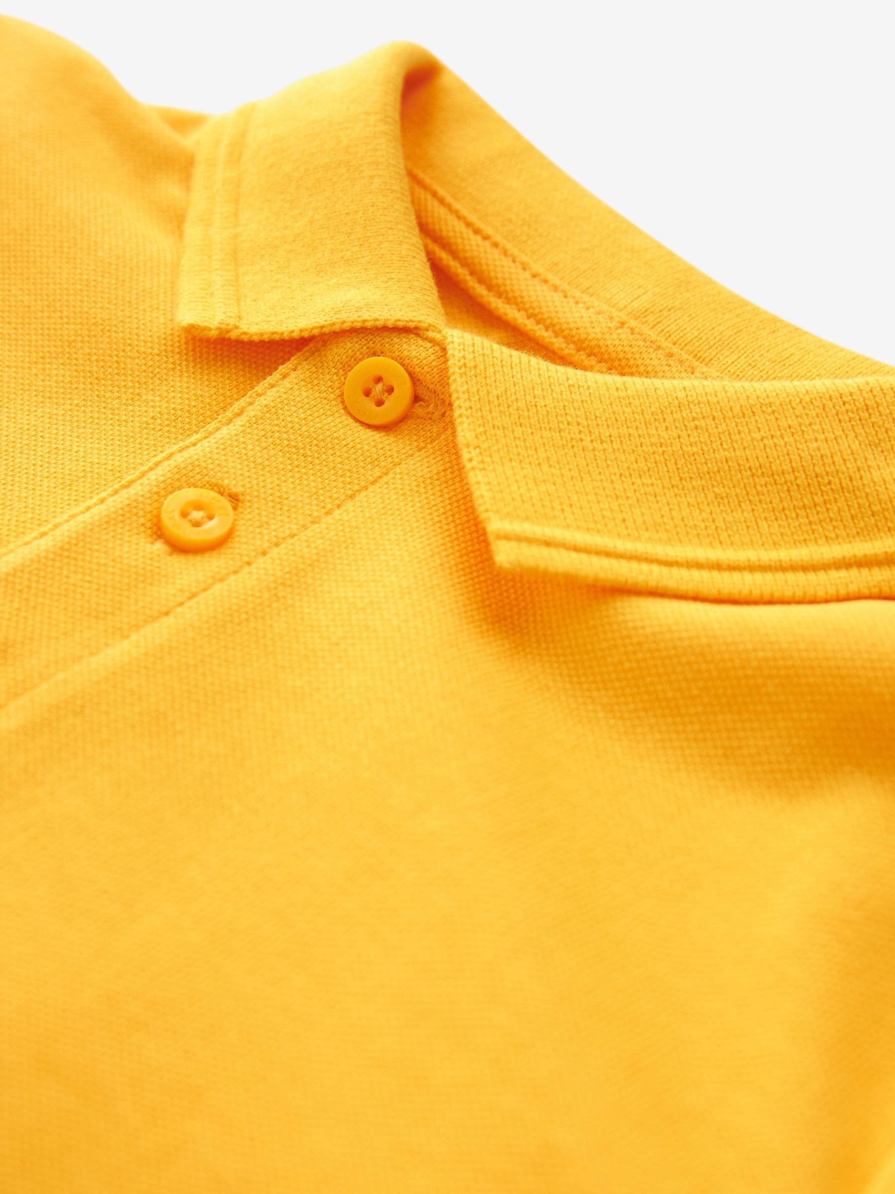 Dsiney Kidz - Yellow Regular Fit Cotton School Short Sleeve Polo Shirts 2 Pack (3-16yrs) image 5