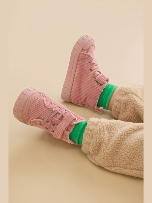Dsiney Kidz - KIDLY by MORI Pink Corduroy Hightop Trainers image 1