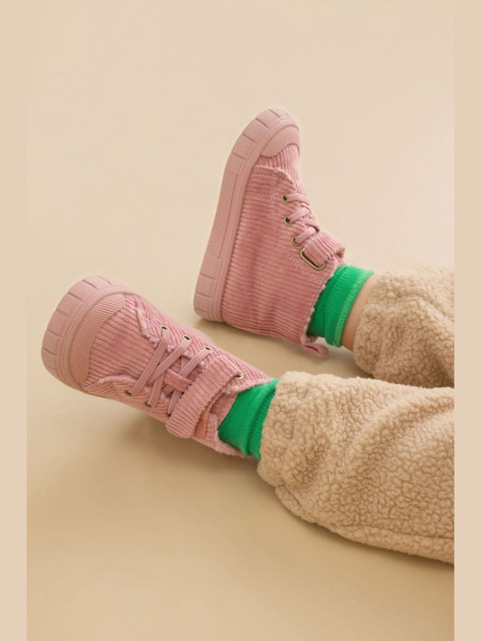 Dsiney Kidz - KIDLY by MORI Pink Corduroy Hightop Trainers image 1