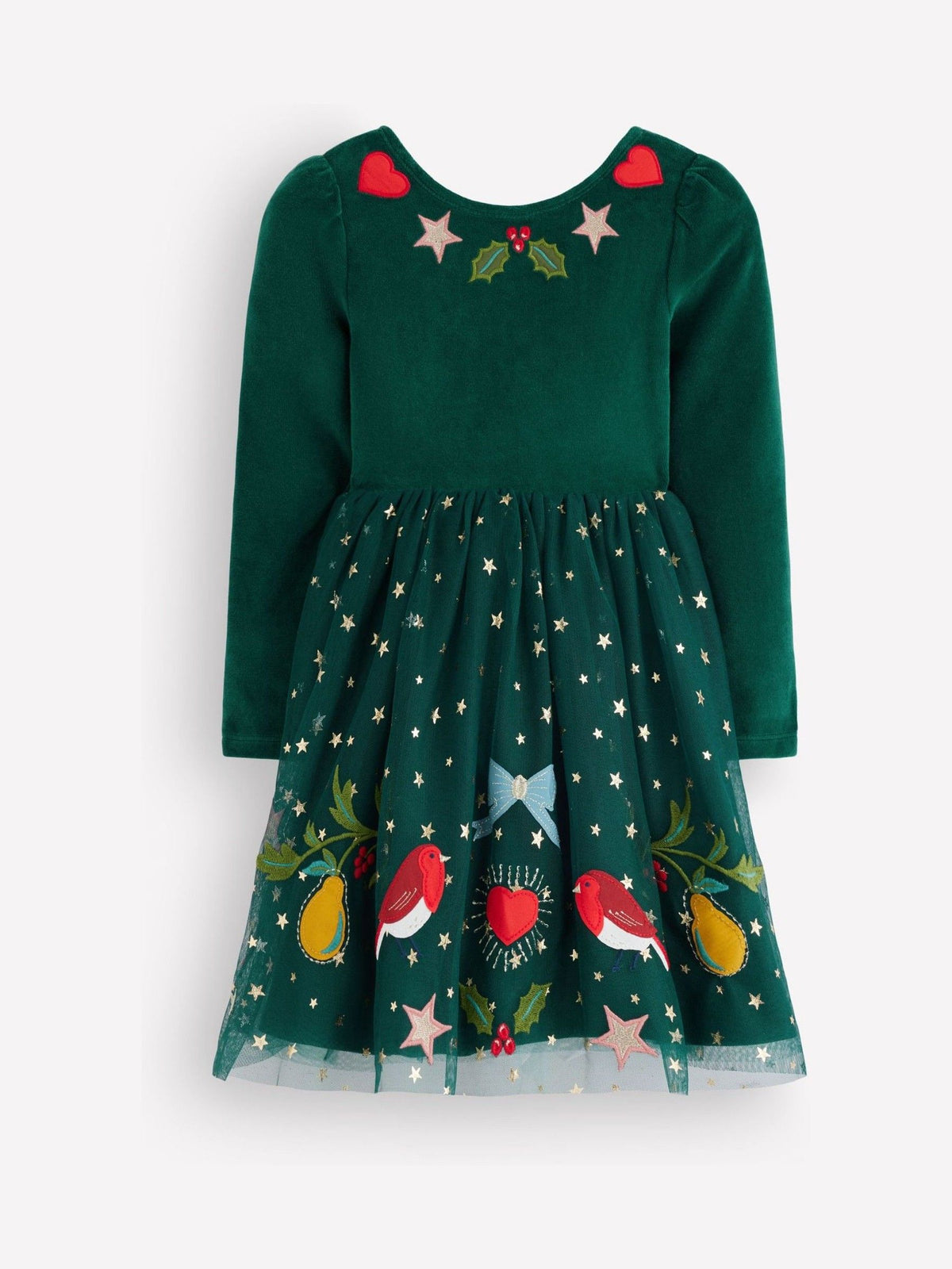 Boden Green Aurora Appliqué Tulle Christmas Dress - image 1