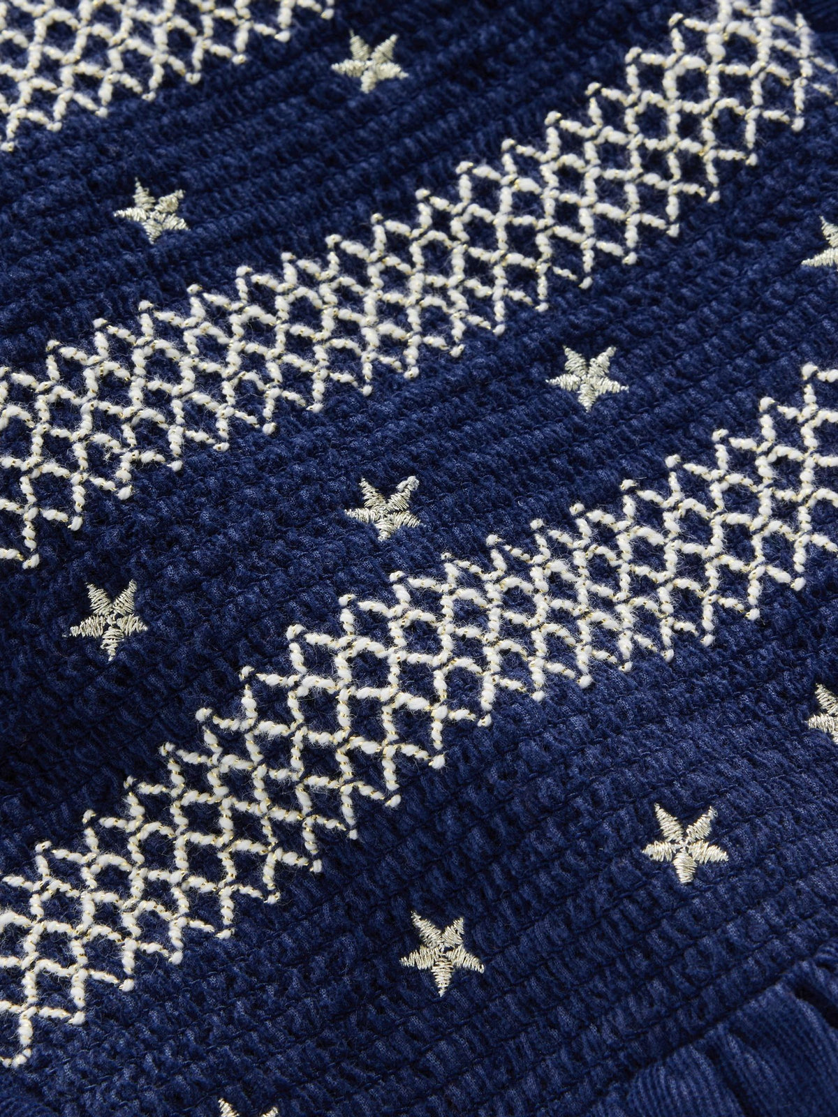 Boden Blue Smocked Corduroy Sparkle Dress - image 3