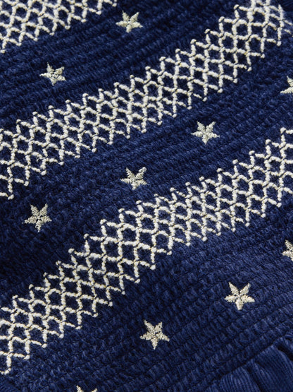 Boden Blue Smocked Corduroy Sparkle Dress - image 3