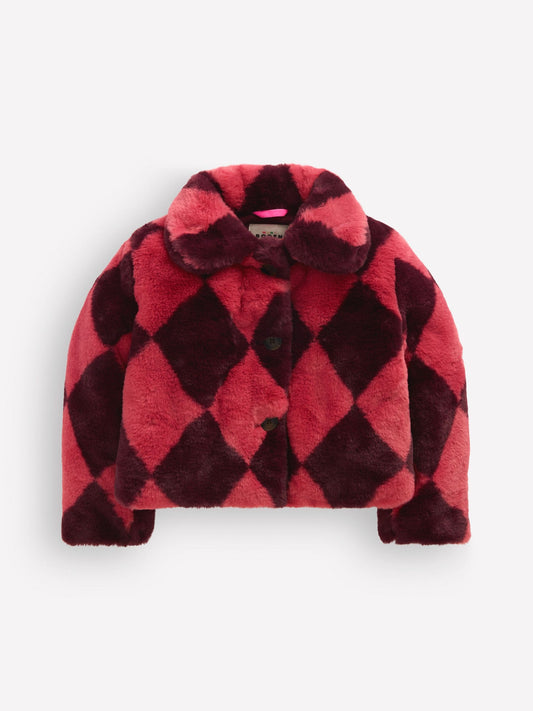 Boden Pink Cropped Faux Fur Jacket - image 1