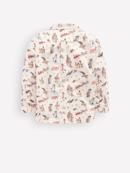 Boden Cream Christmas Print Cotton Shirt - image 2