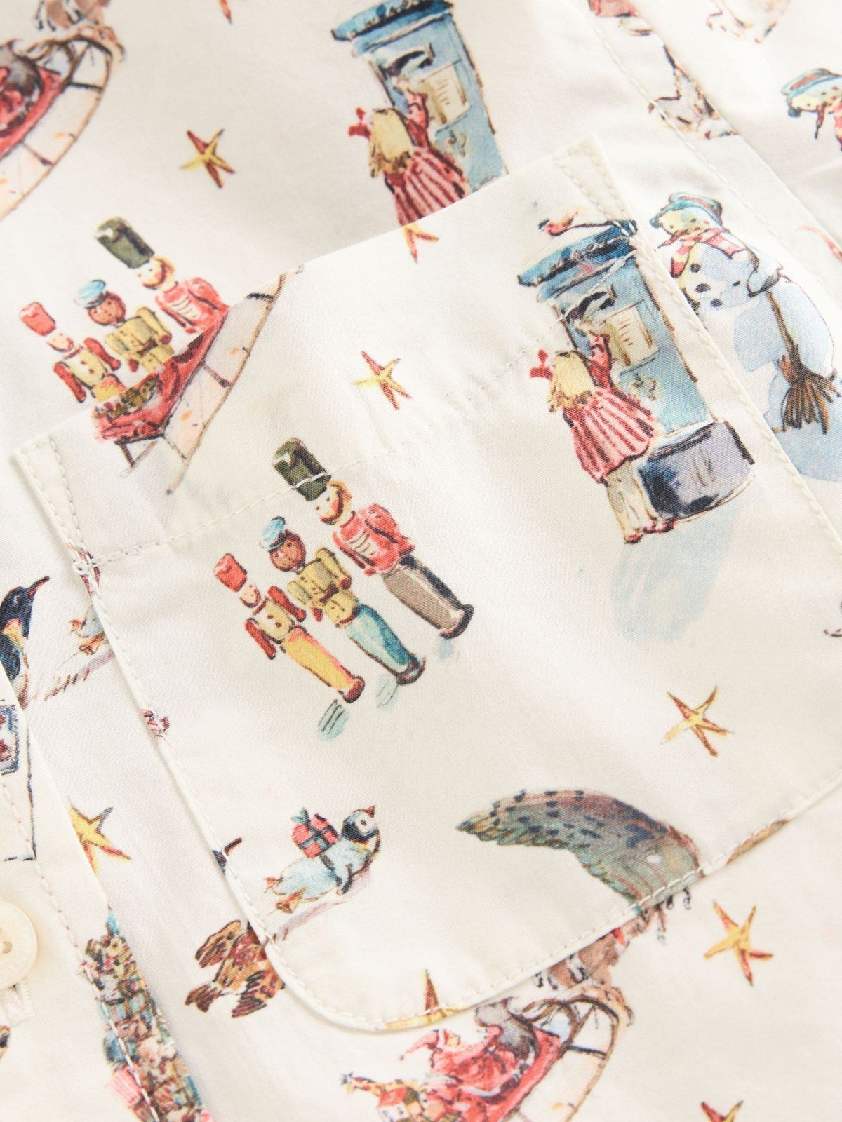Boden Cream Christmas Print Cotton Shirt - image 3