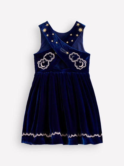 Boden Blue Cross Back Party Pinnie Dress - image 2