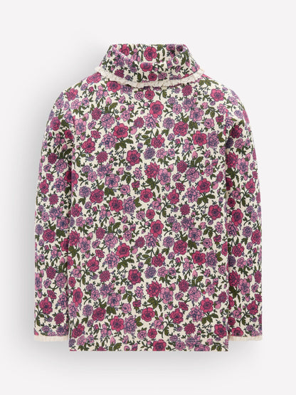 Boden Pink Lace Trim Roll Neck Top - image 1