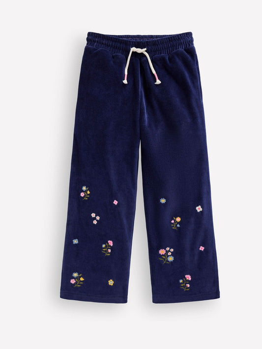 Boden Blue Velour Wide Leg Joggers - image 1