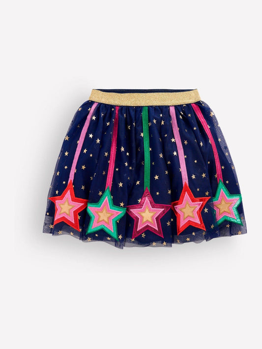 Boden Blue Appliqué Tulle Skirt - image 1