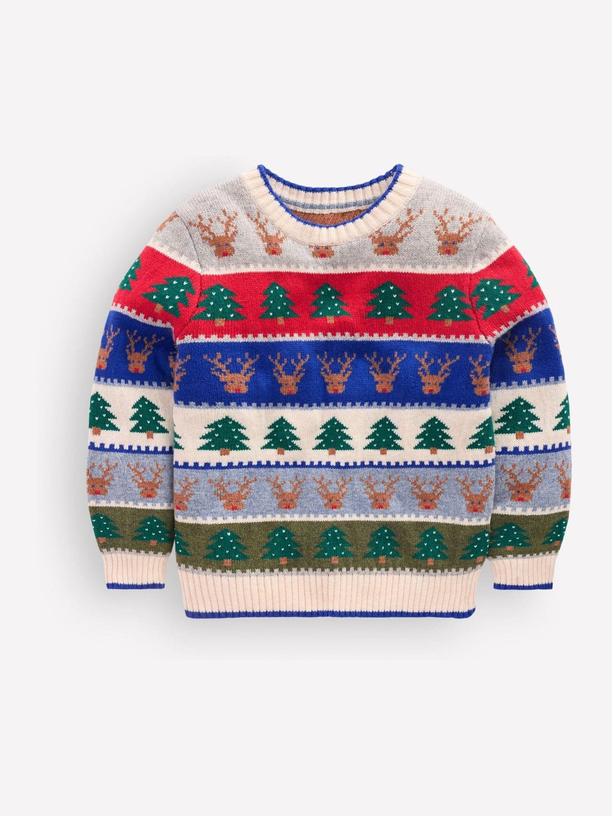 Boden Cream Christmas Print Fair Isle Jumper - image 1
