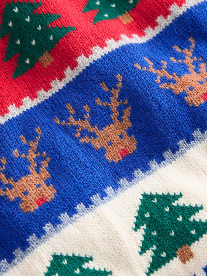 Boden Cream Christmas Print Fair Isle Jumper - image 3