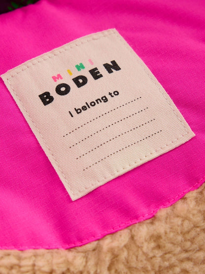 Boden Pink Floral Borg Lined Puffer Coat - image 4