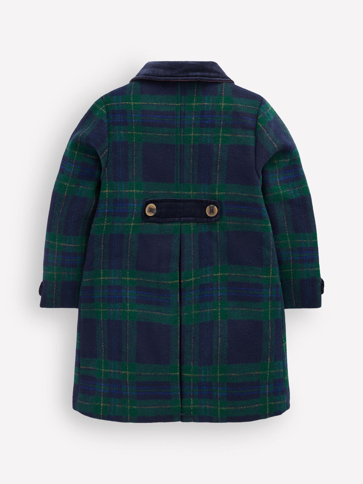 Boden Blue Velvet Check Trim Wool Coat - image 2