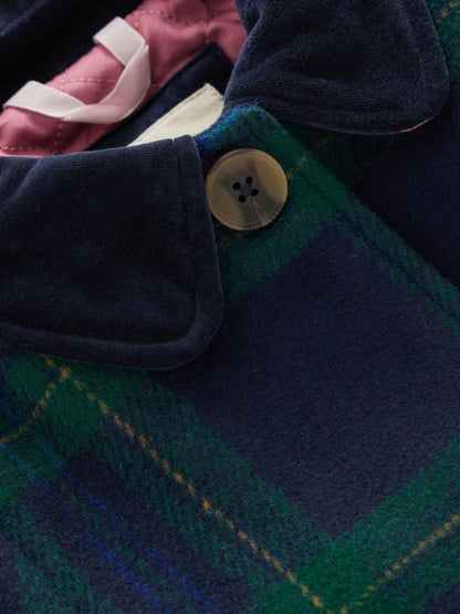 Boden Blue Velvet Check Trim Wool Coat - image 3