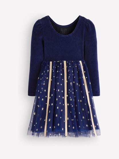 Boden Blue Aurora Appliqué Tulle Christmas Dress - image 2