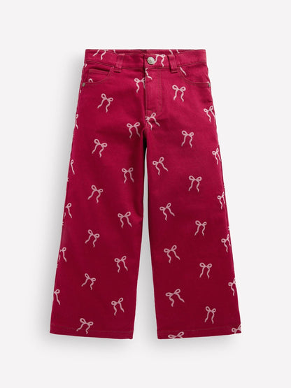 Boden Red Wide Leg Bow Print Jeans - image 1