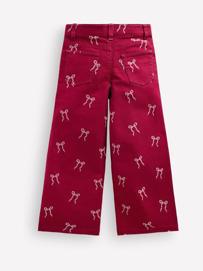 Boden Red Wide Leg Bow Print Jeans - image 2