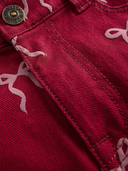 Boden Red Wide Leg Bow Print Jeans - image 3