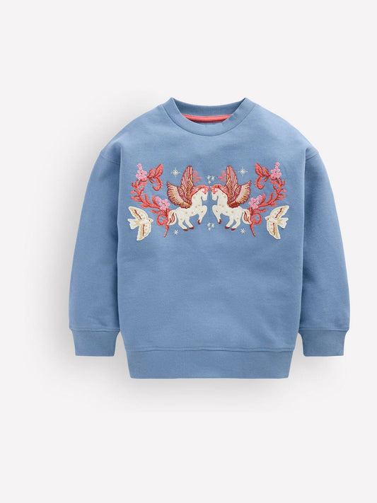 Boden Blue Bobbie Unicorn Appliqué Sweatshirt - image 1
