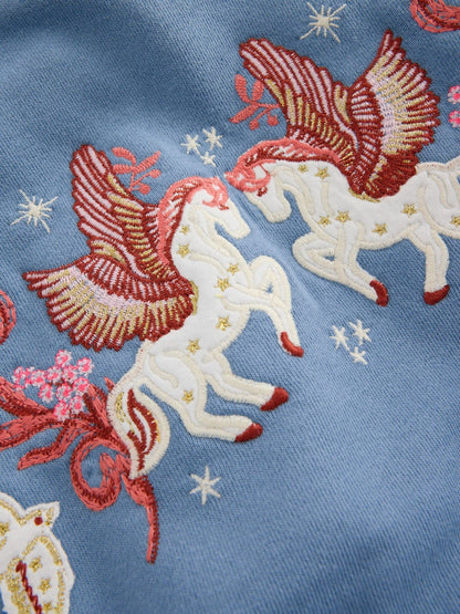 Boden Blue Bobbie Unicorn Appliqué Sweatshirt - image 3