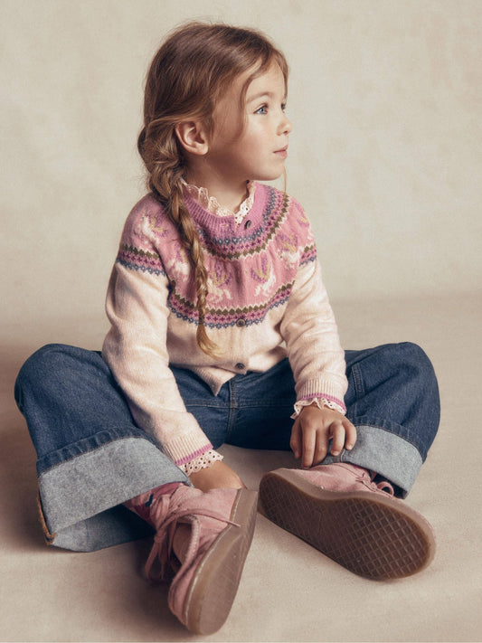 Boden Pink Edie Fair Isle Cardigan - image 1