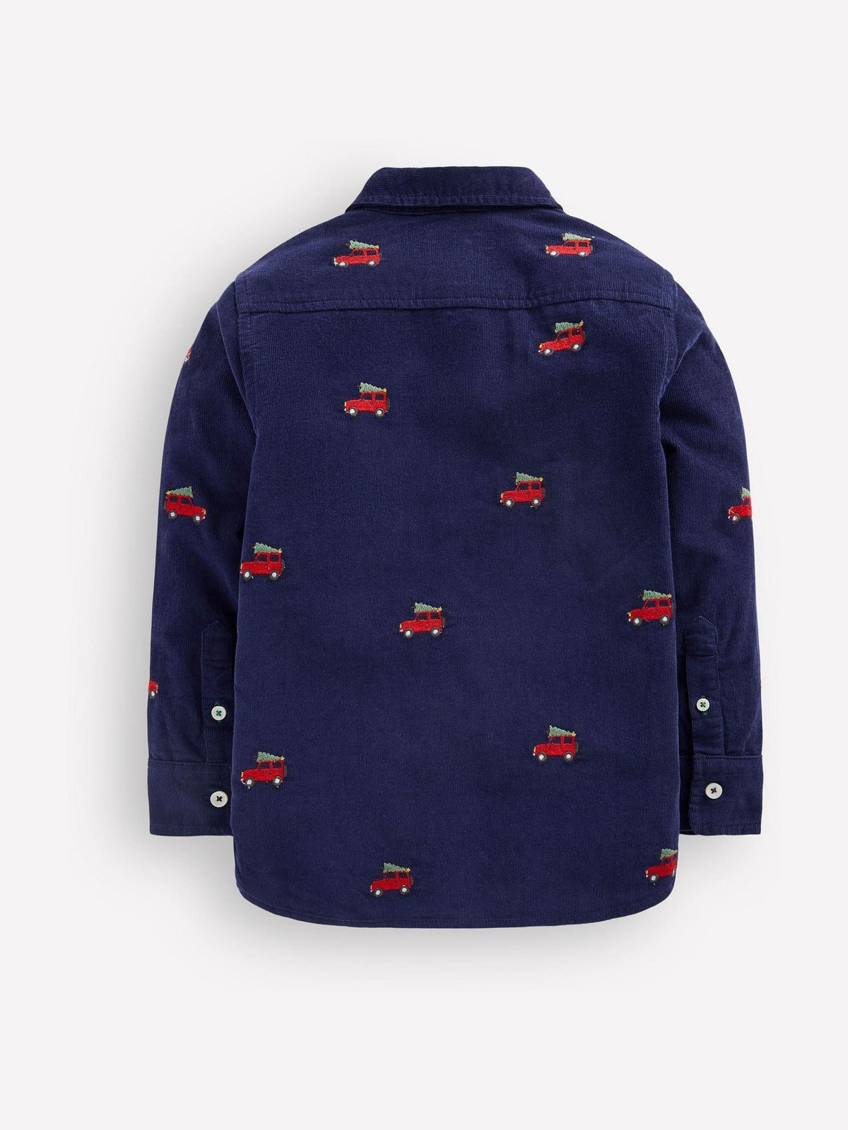 Boden Blue Christmas Print Embroidered Corduroy Shirt - image 2