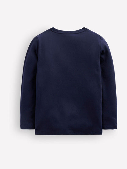 Boden Dark Blue Christmas Print Glow Superstitch T-Shirt - image 2