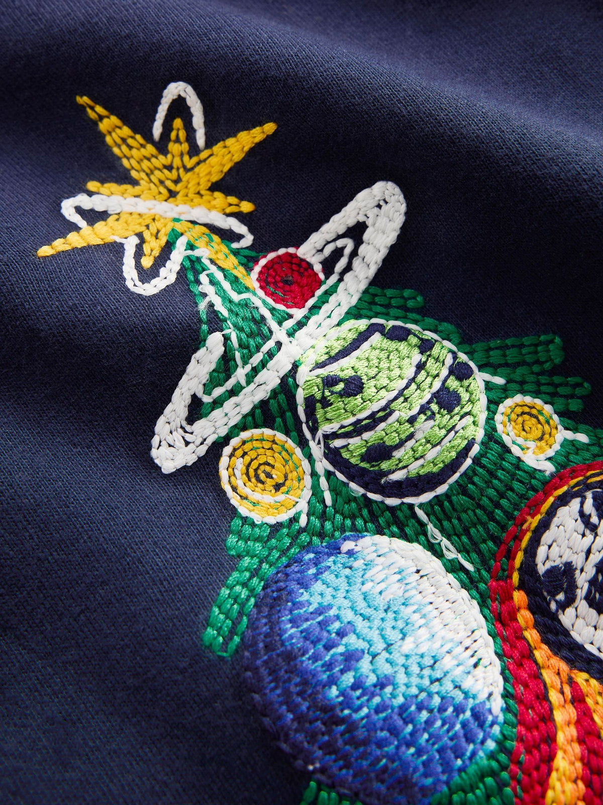Boden Dark Blue Christmas Print Glow Superstitch T-Shirt - image 3