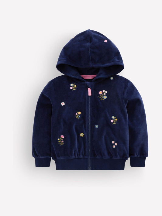 Boden Blue Velour Cosy Zip-through Hoodie - image 1