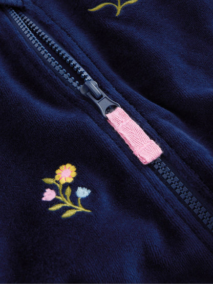 Boden Blue Velour Cosy Zip-through Hoodie - image 3