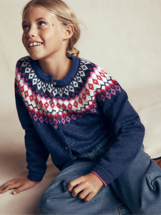 Boden Blue Edie Fair Isle Cardigan - image 1