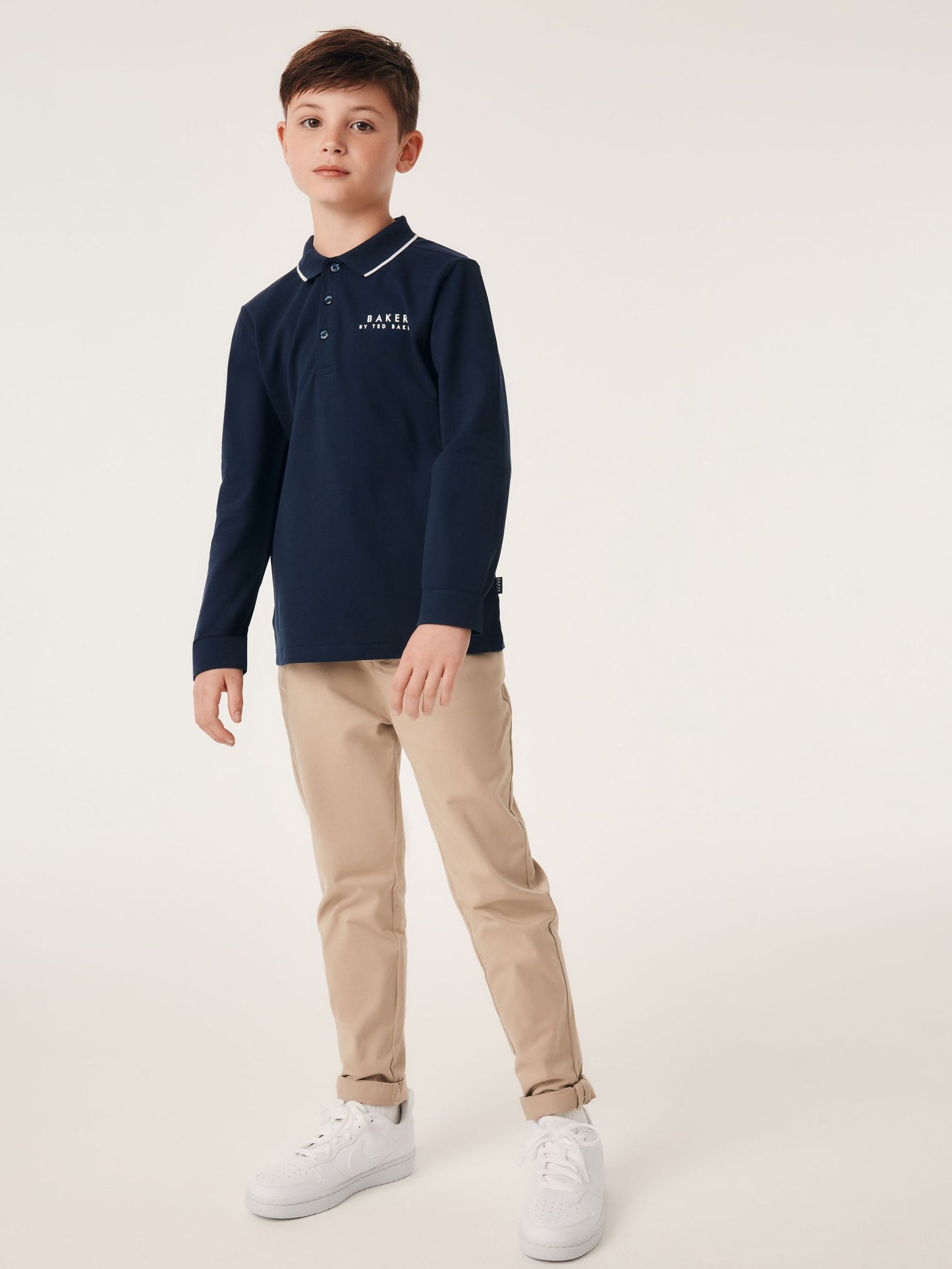 Dsiney Kidz - Baker by Ted Baker Navy Long Sleeve Polo Shirt image 1