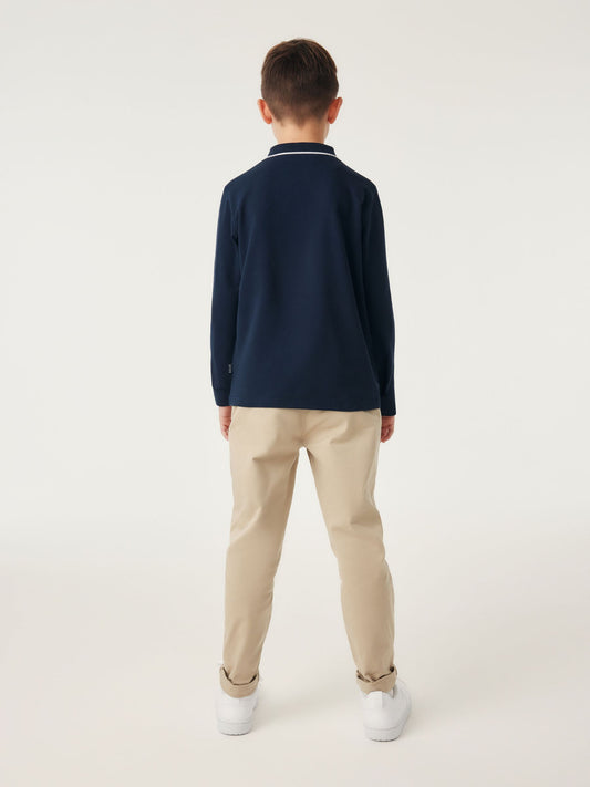 Dsiney Kidz - Baker by Ted Baker Navy Long Sleeve Polo Shirt image 2