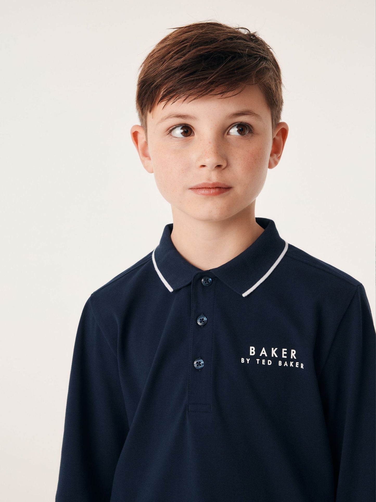 Dsiney Kidz - Baker by Ted Baker Navy Long Sleeve Polo Shirt image 3