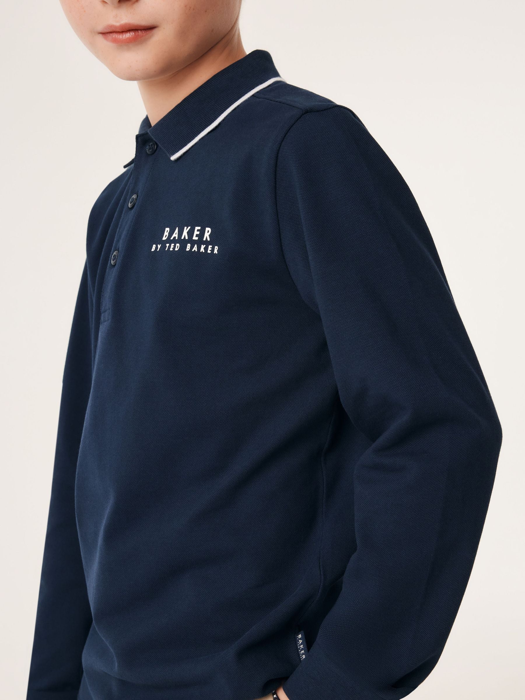 Dsiney Kidz - Baker by Ted Baker Navy Long Sleeve Polo Shirt image 5