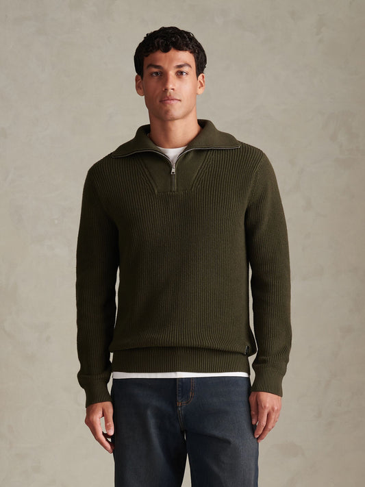U.S. Polo Assn Green Quarter Zip Knitted Jumper - image 1