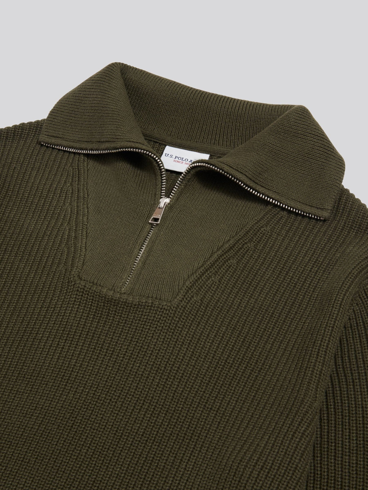 U.S. Polo Assn Green Quarter Zip Knitted Jumper - image 8