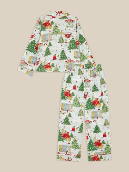 Monsoon Cream Christmas Tree Long Pyjamas Set - image 2