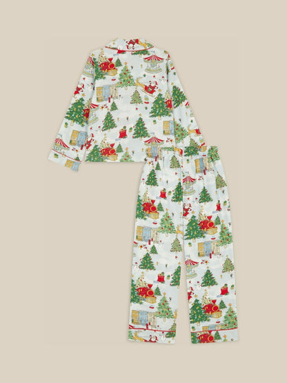 Monsoon Cream Christmas Tree Long Pyjamas Set - image 3