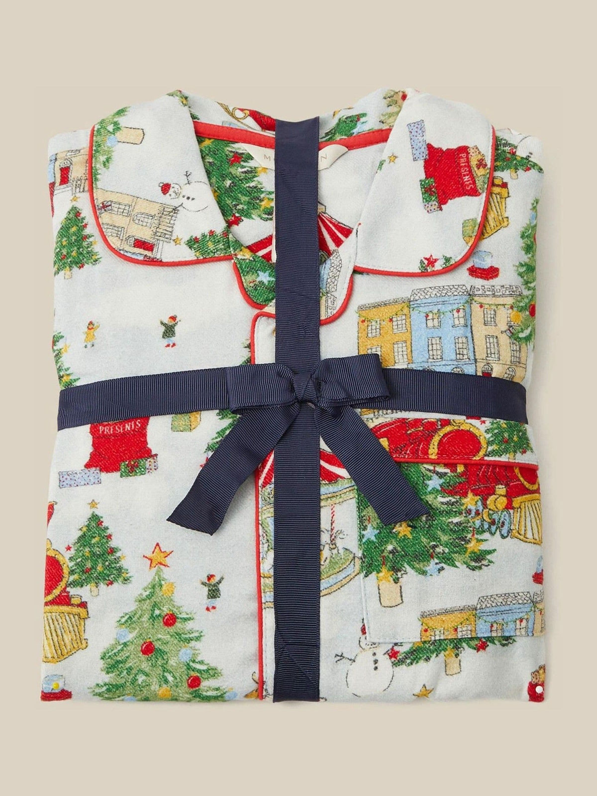 Monsoon Cream Christmas Tree Long Pyjamas Set - image 4