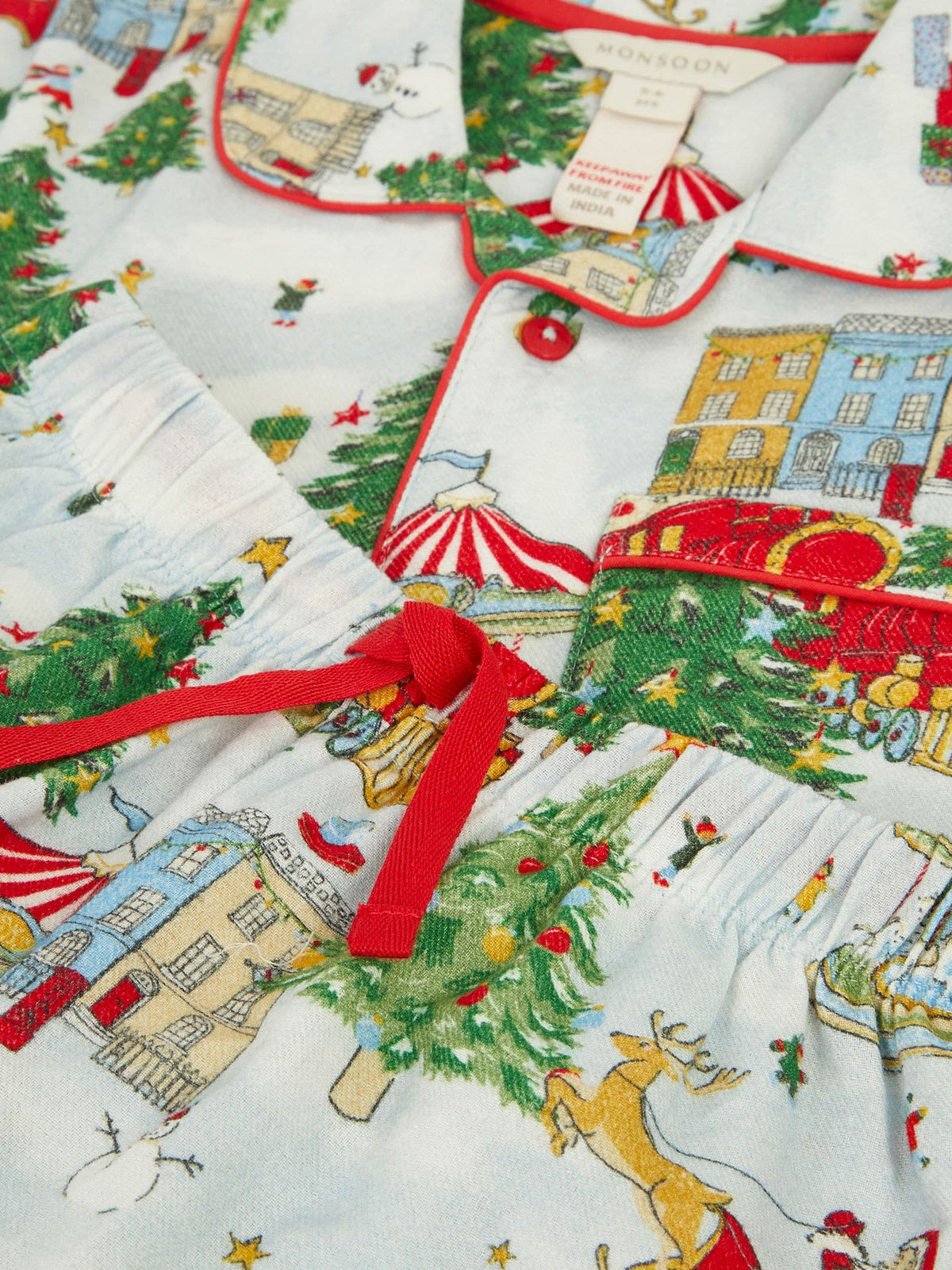 Monsoon Cream Christmas Tree Long Pyjamas Set - image 5