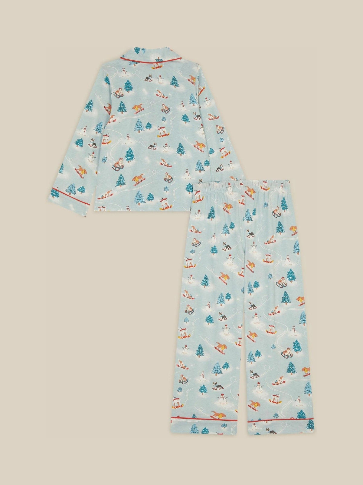 Monsoon Blue Christmas Skiing Dog Long Pyjamas Set - image 2