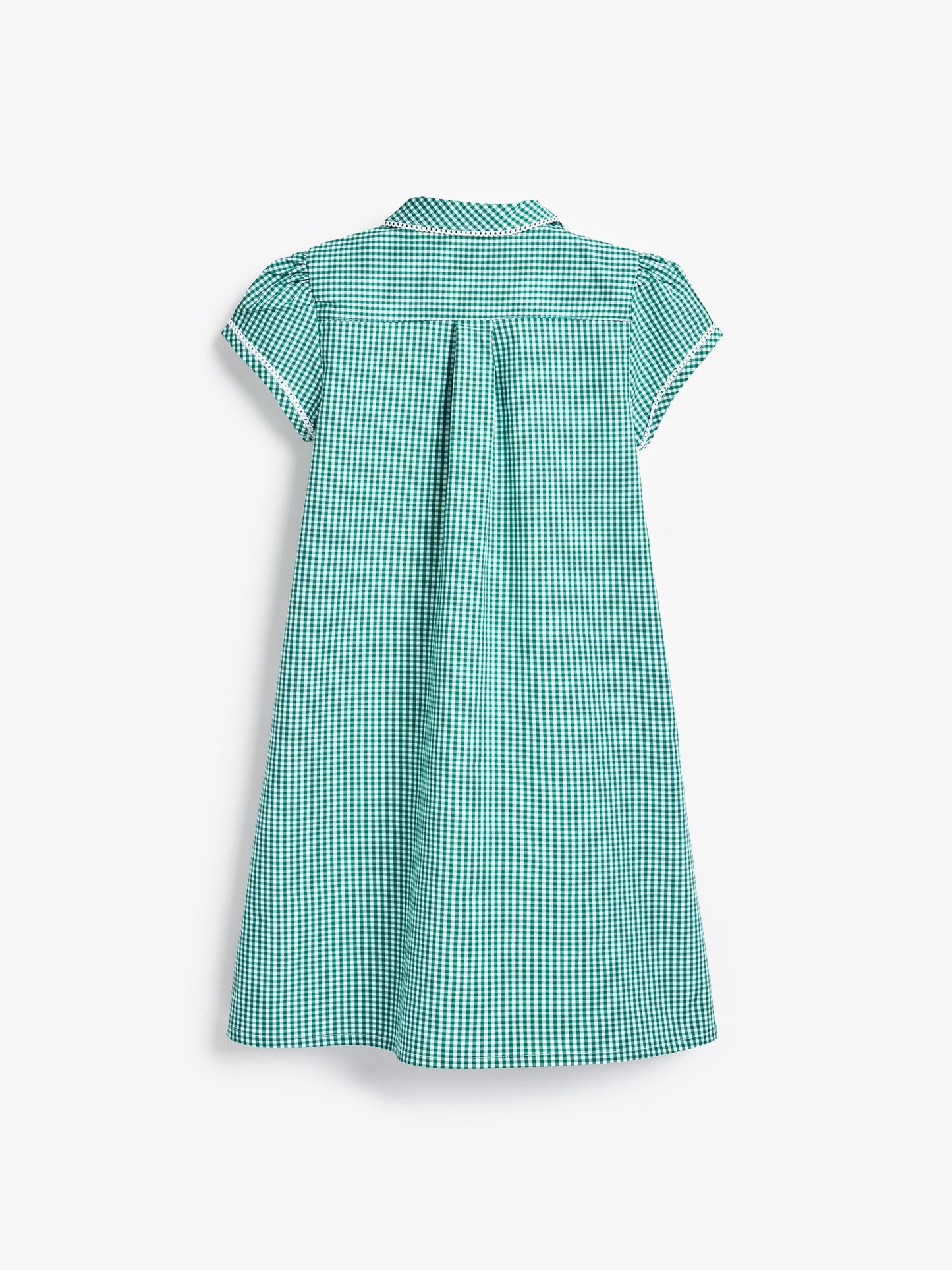 Green Cotton Rich Button Front Lace Gingham School Dress (3-14yrs) image 6