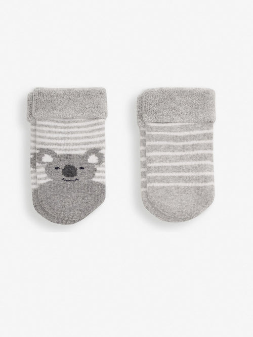 JoJo Maman Bébé Grey Koala 2-Pack Baby Socks image 1
