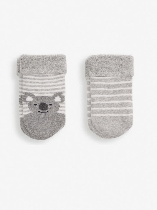 JoJo Maman Bébé Grey Koala 2-Pack Baby Socks image 1