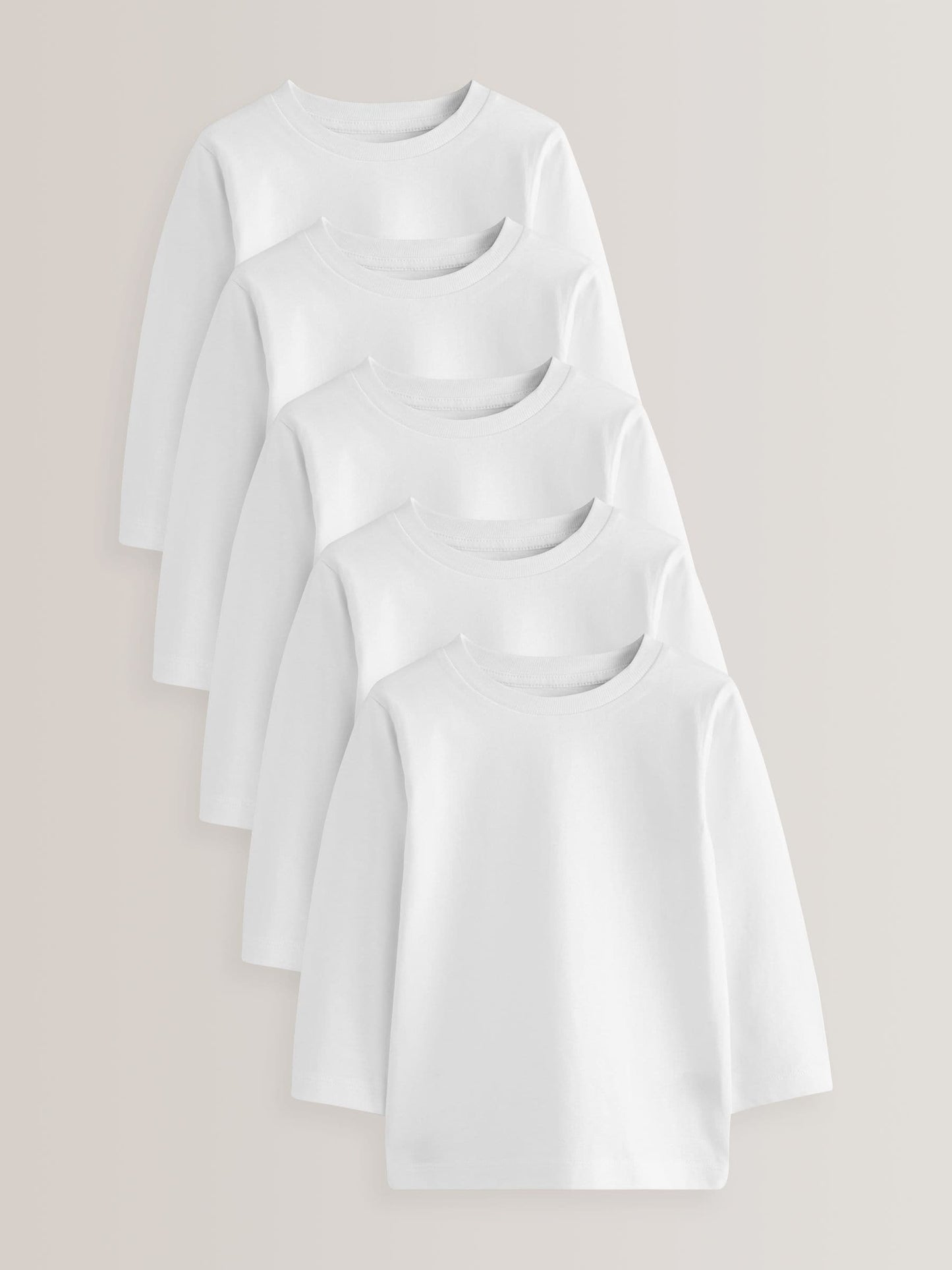 White 5 Pack Long Sleeve T-Shirts (3mths-7yrs) image 1