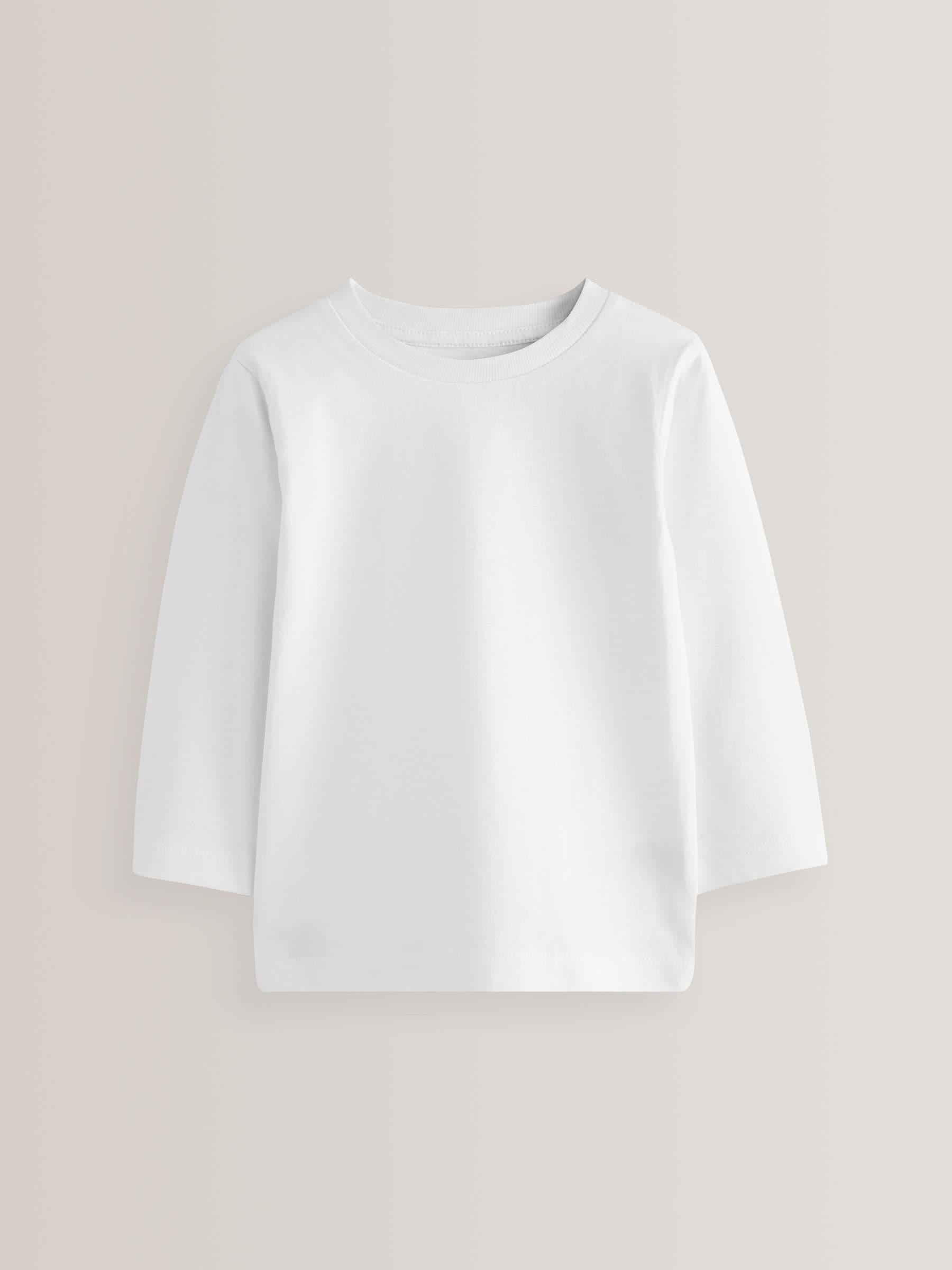 White 5 Pack Long Sleeve T-Shirts (3mths-7yrs) image 2